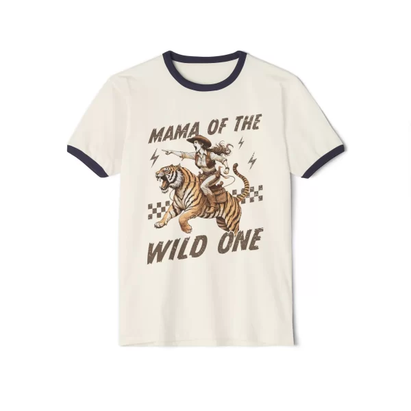 Mama of the Wild One Ringer T-Shirt, Fun Vintage Tee for Moms, Gift for Mother s Day, Pet Lovers, Wild Motherhood