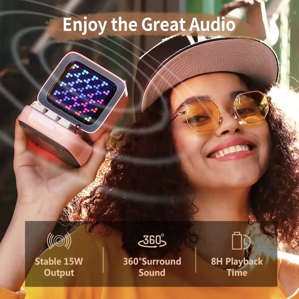 Divoom Ditoo-Pro Retro Pixel Art Bluetooth Portable Speaker with Alarm Clock & DIY LED Display Board – Cute Gift & Home Light Decoration 3