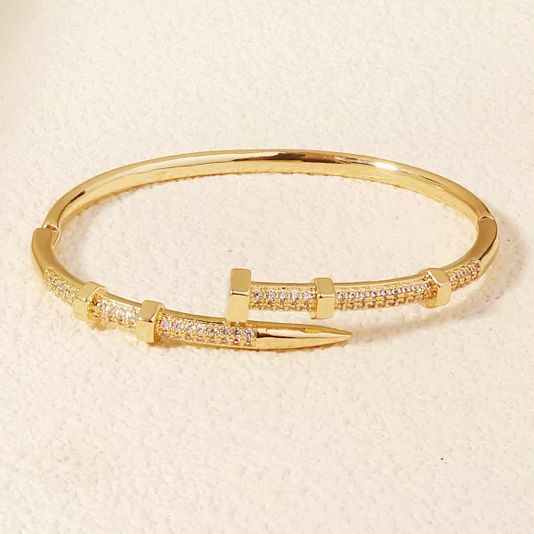 Zircon Nail Bracelet for Women – Screw Design Bangle, Everyday & Party Jewelry Gift 4