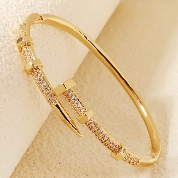 Zircon Nail Bracelet for Women – Screw Design Bangle, Everyday & Party Jewelry Gift 3