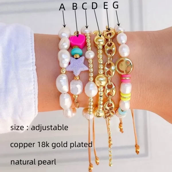 Boho Summer Beach Bracelet Set for Women – Y2K Accessories, Designer Jewelry with Natural Pearls, Pulseras Mujer 3