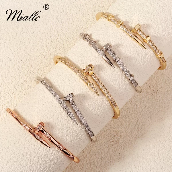 Zircon Nail Bracelet for Women – Screw Design Bangle, Everyday & Party Jewelry Gift 1