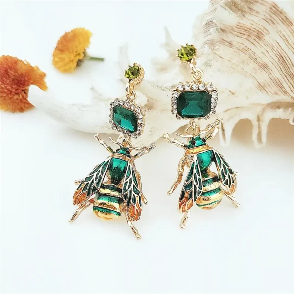 Crystal Bee Dangle Earrings – Statement Sparkle with Personality 2