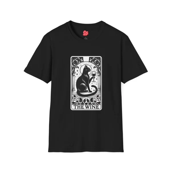 Tarot Cat Wine Lover T-Shirt, Cat Art Tee, Gifts for Cat Lovers - Image 9