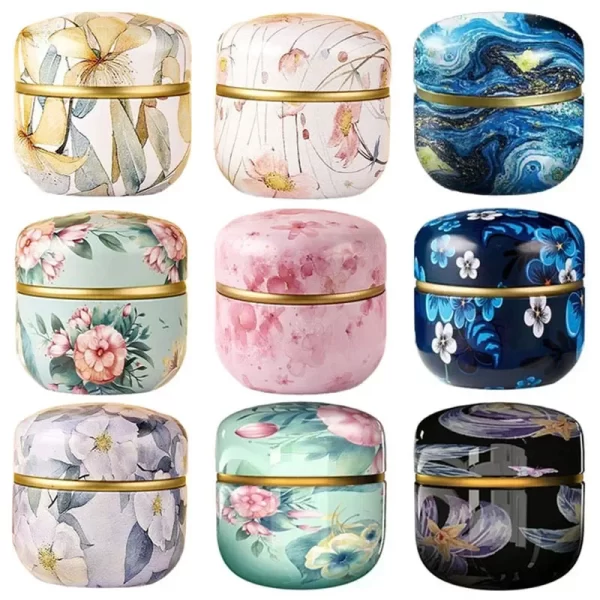 Tea Caddy Tea Box Containers Candle Cans Coffee Candy Snacks Small Tin Mini Portable Storage Boxes Sealed Jars Packaging Teaware 1