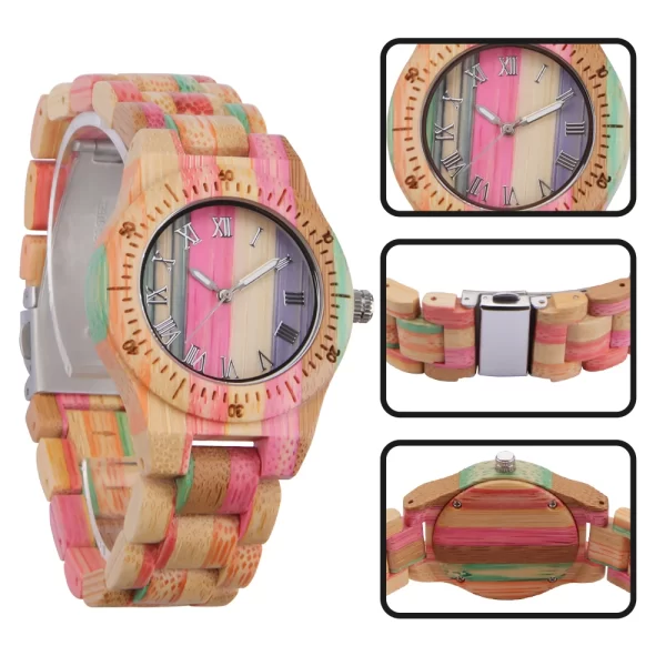 Fashion Luxury Women Watch Wooden Hand Quartz Popular Unique Candy Color Full Wood Wrist For Friend Watches Christmas Gift 4
