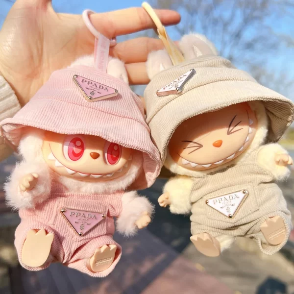 New corduroy For Labubu Doll Clothing Set Hat 17cm Clothes Shoes Doll DIY Accessories Training Sitting Party Games Toys Gifts 1