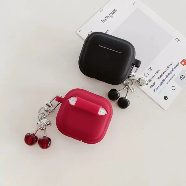 Silicone Case for Airpods 4 3 Pro 2 1 Protect Sleeve with 3D Cherry Pendant Wireless Earphone Cases for Apple Airpods Pro2 Cover 6