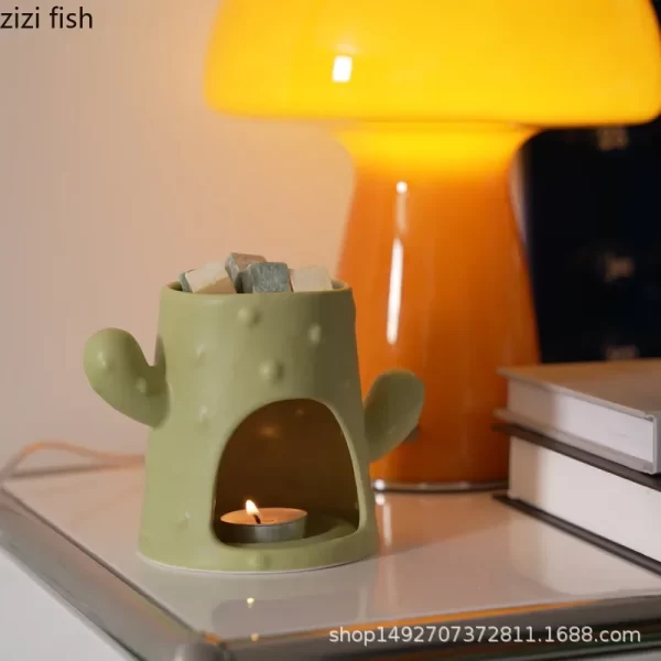 Cactus Ceramic Aromatherapy Stove Essential Oil Heating Furnace Wax Melting Furnace Incense Ornaments Household Incense Burners 4