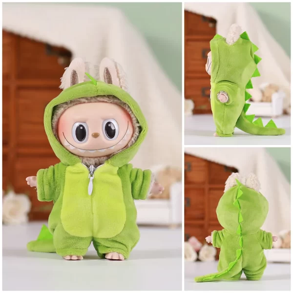 13CM Plush Doll Clothes for Labubu Doll's Clothes 6-Piece Set Dinosaur Animal Suit with Hat Outfit Accessories Dolls Clothing 4