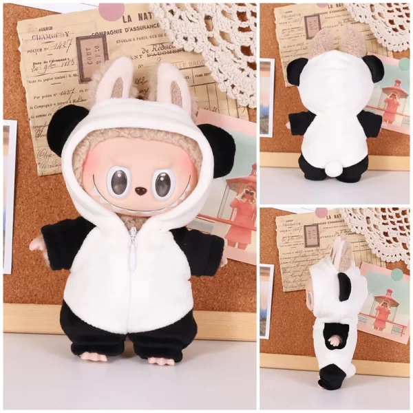 13CM Plush Doll Clothes for Labubu Doll's Clothes 6-Piece Set Dinosaur Animal Suit with Hat Outfit Accessories Dolls Clothing 6