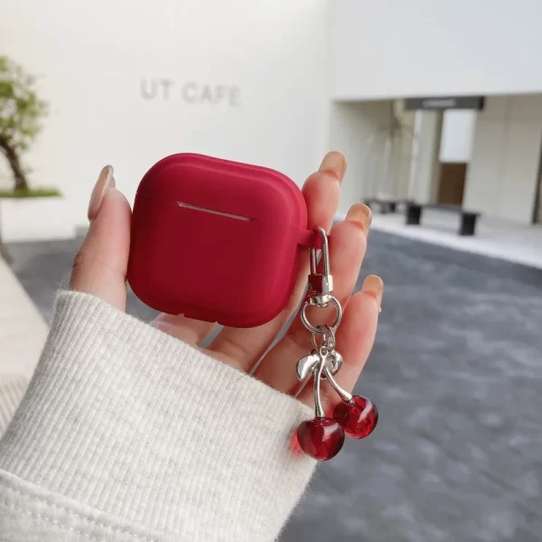 Silicone Case for Airpods 4 3 Pro 2 1 Protect Sleeve with 3D Cherry Pendant Wireless Earphone Cases for Apple Airpods Pro2 Cover 1