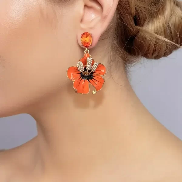 Boho Colorful Flower Rhinestone Drop Earrings – Festive Statement Jewelry 4