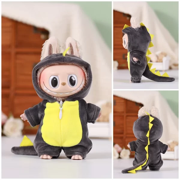 13CM Plush Doll Clothes for Labubu Doll's Clothes 6-Piece Set Dinosaur Animal Suit with Hat Outfit Accessories Dolls Clothing 3