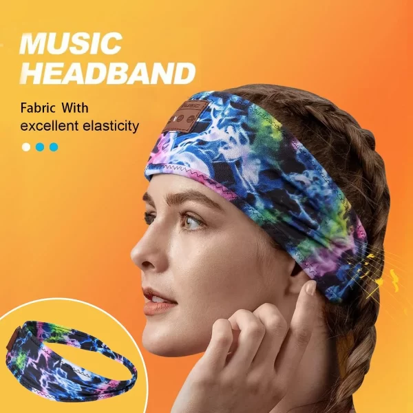 Dazzling Colors Wireless Bluetooth Headband Earphones Sports Headphones Elastic Headband Music Sleeping Mask Bluetooth Headset 1