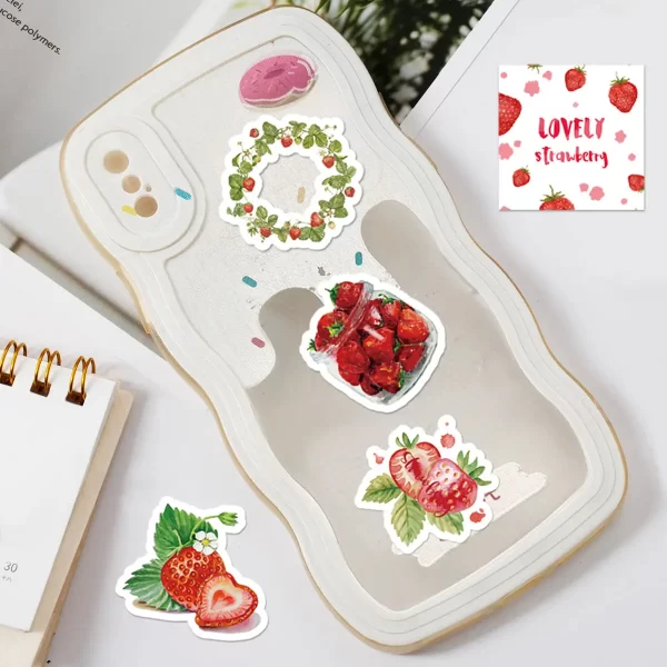 46pcs Strawberry-Themed Stickers – Sweet Style for DIY Fun 3
