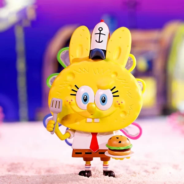 POP MART Labubu Sponge Bob blind box Square Paints The Monsters Collectible Cute Action Kawaii Animal Figures Desktop Ornament 1