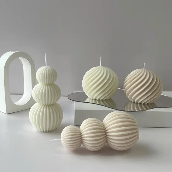 Nordic Style Geometric Wave Ball Scented Candle Aromatherapy Soy Wax Candles Wedding Birthday Candle Party Home Decoration 4