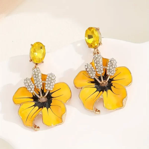 Boho Colorful Flower Rhinestone Drop Earrings – Festive Statement Jewelry 2