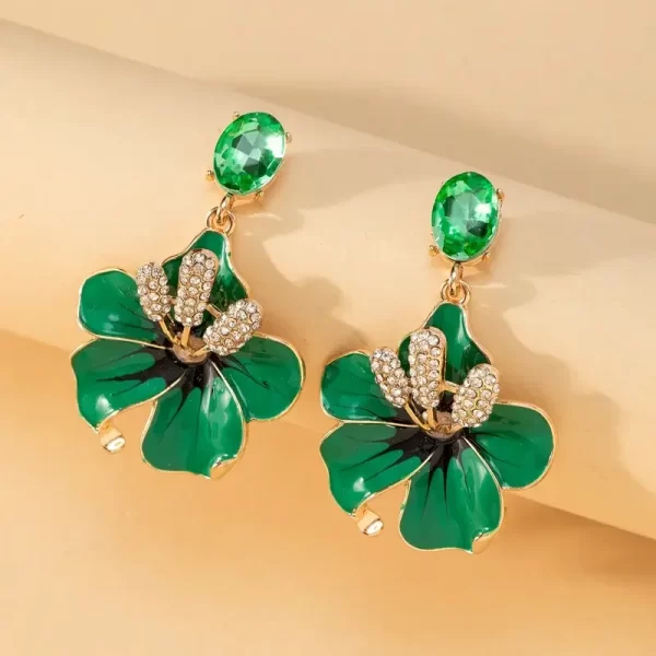 Boho Colorful Flower Rhinestone Drop Earrings – Festive Statement Jewelry 6