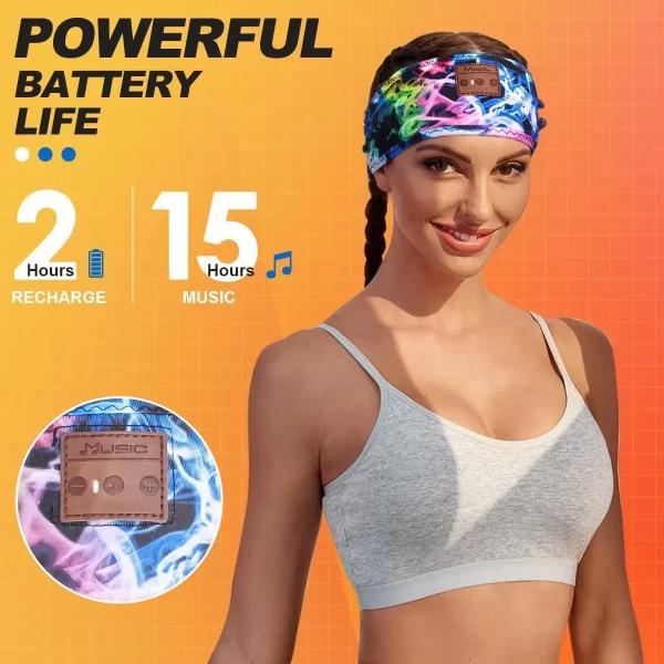 Dazzling Colors Wireless Bluetooth Headband Earphones Sports Headphones Elastic Headband Music Sleeping Mask Bluetooth Headset 3