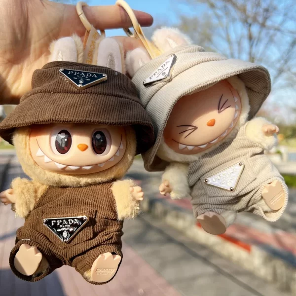 New corduroy For Labubu Doll Clothing Set Hat 17cm Clothes Shoes Doll DIY Accessories Training Sitting Party Games Toys Gifts 2