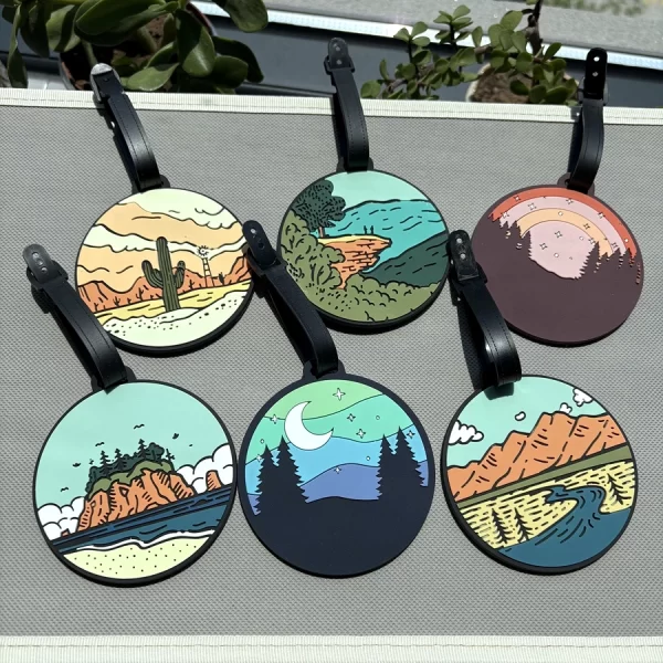 1/2/3/6cs Starry Sky Landscape Luggage Tag Pendant Work Name Tag Business Travel Airport Luggage Anti Loss ID Tag 1