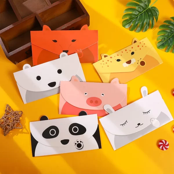 10pcs Random Color Cartoon Animal Envelope Message Thank Card Baby Birthday Party Invitation Greeting Holiday Universal Sheet 2