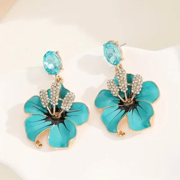 Boho Colorful Flower Rhinestone Drop Earrings – Festive Statement Jewelry 5