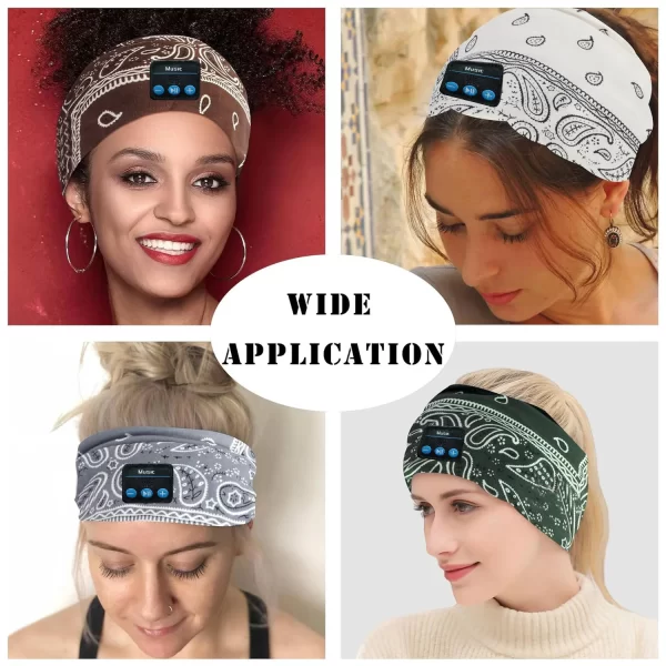 Wireless Bluetooth Earphone Headband Elastic Sports Music Headphones Eyemask Soft Comfortable with Microphone for Running Yoga 5
