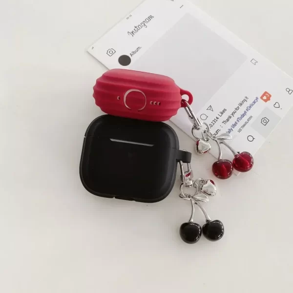 Silicone Case for Airpods 4 3 Pro 2 1 Protect Sleeve with 3D Cherry Pendant Wireless Earphone Cases for Apple Airpods Pro2 Cover 5