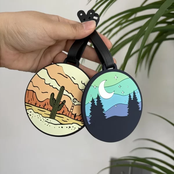 1/2/3/6cs Starry Sky Landscape Luggage Tag Pendant Work Name Tag Business Travel Airport Luggage Anti Loss ID Tag 2