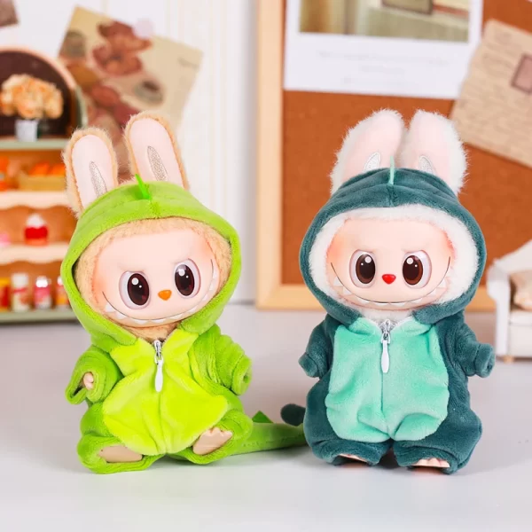 13CM Plush Doll Clothes for Labubu Doll's Clothes 6-Piece Set Dinosaur Animal Suit with Hat Outfit Accessories Dolls Clothing 1