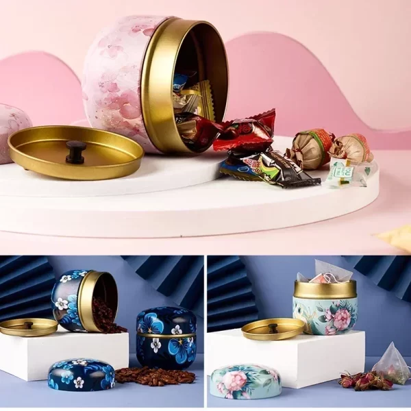 Tea Caddy Tea Box Containers Candle Cans Coffee Candy Snacks Small Tin Mini Portable Storage Boxes Sealed Jars Packaging Teaware 3