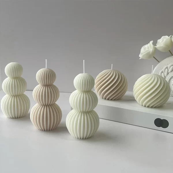 Nordic Style Geometric Wave Ball Scented Candle Aromatherapy Soy Wax Candles Wedding Birthday Candle Party Home Decoration 5