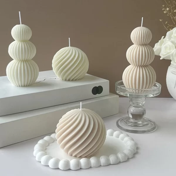 Nordic Style Geometric Wave Ball Scented Candle Aromatherapy Soy Wax Candles Wedding Birthday Candle Party Home Decoration 6