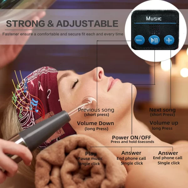 Wireless Bluetooth Earphone Headband Elastic Sports Music Headphones Eyemask Soft Comfortable with Microphone for Running Yoga 3