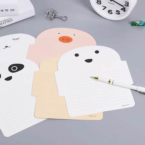 10pcs Random Color Cartoon Animal Envelope Message Thank Card Baby Birthday Party Invitation Greeting Holiday Universal Sheet 4