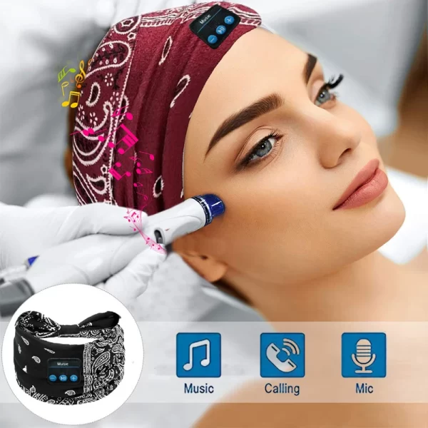 Wireless Bluetooth Earphone Headband Elastic Sports Music Headphones Eyemask Soft Comfortable with Microphone for Running Yoga 1