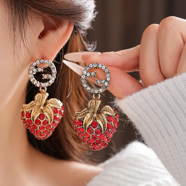 Red Strawberry Drop Earrings – 2025 Retro-Inspired Fashion Jewelry 2