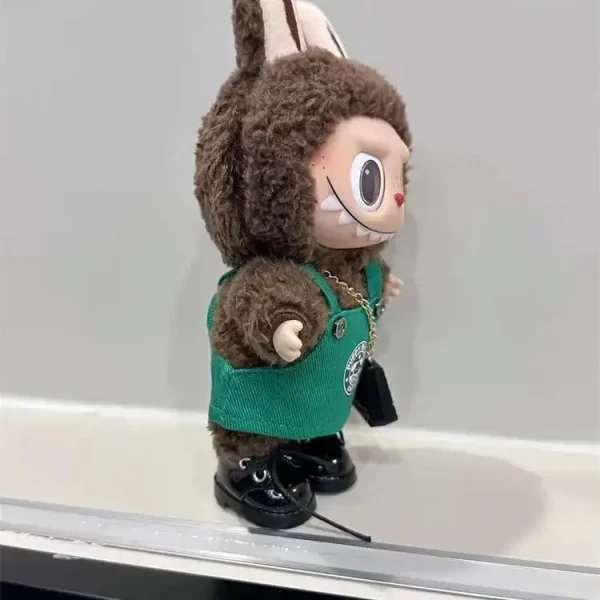 Labubu 17cm Doll's Clothes The Monsters Outfit Accessories Clothing Cartoon Green Coffee Dress Shoes 4