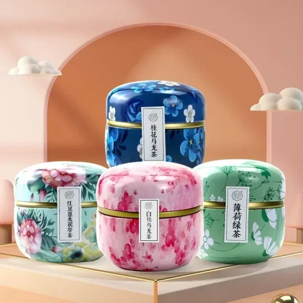 Tea Caddy Tea Box Containers Candle Cans Coffee Candy Snacks Small Tin Mini Portable Storage Boxes Sealed Jars Packaging Teaware 2
