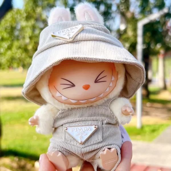 New corduroy For Labubu Doll Clothing Set Hat 17cm Clothes Shoes Doll DIY Accessories Training Sitting Party Games Toys Gifts 4