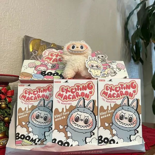 LABUBU heart macaroon vinyl face series surprise blind box tide play hand-made ornaments decoration car doll surprise blind box 2