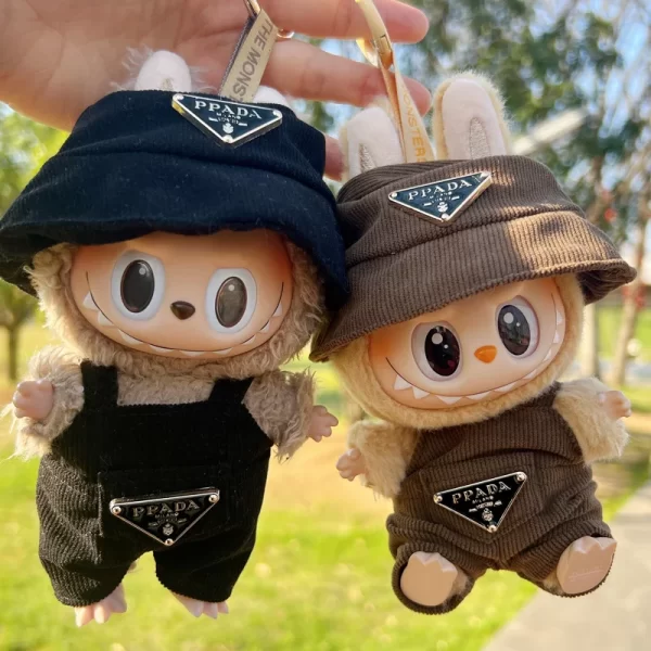 New corduroy For Labubu Doll Clothing Set Hat 17cm Clothes Shoes Doll DIY Accessories Training Sitting Party Games Toys Gifts 3