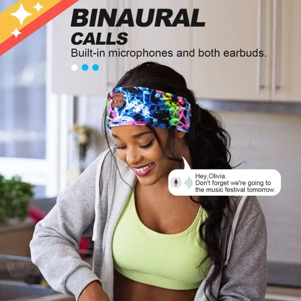 Dazzling Colors Wireless Bluetooth Headband Earphones Sports Headphones Elastic Headband Music Sleeping Mask Bluetooth Headset 6