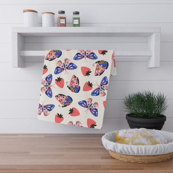 Butterfly & Strawberry Tea Towels | Colorful Kitchen Decor